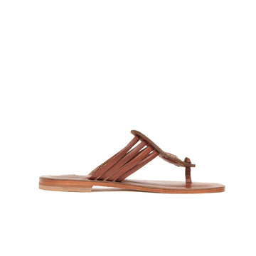 Lily Chestnut Brown Leather Women’s Slippers leather women’s sandal flat, ankle strap sandal, handmade sandals beach, womens