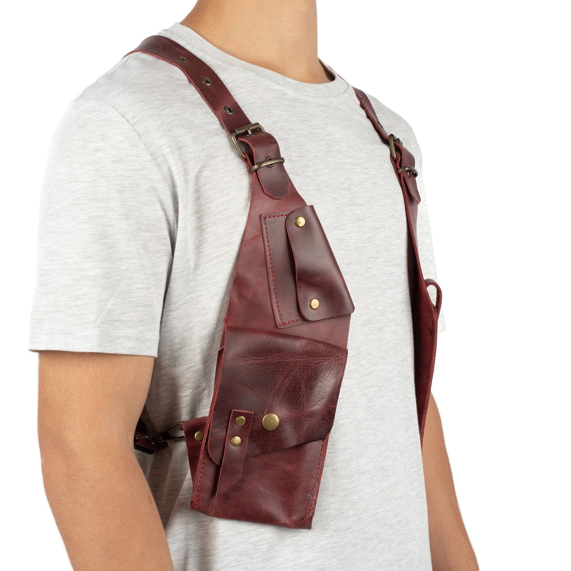 Red Shoulder Leather Holster With Pocket Capella