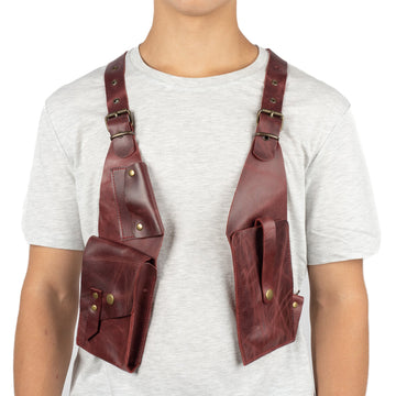 Red Shoulder Leather Holster With Pocket Capella