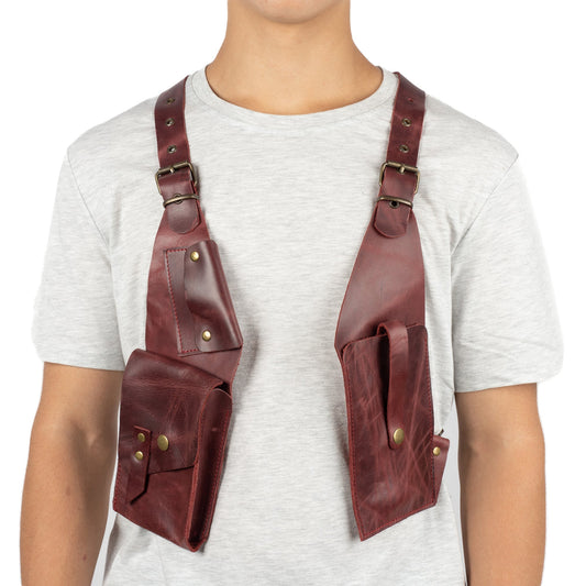 Red Shoulder Leather Holster With Pocket Capella