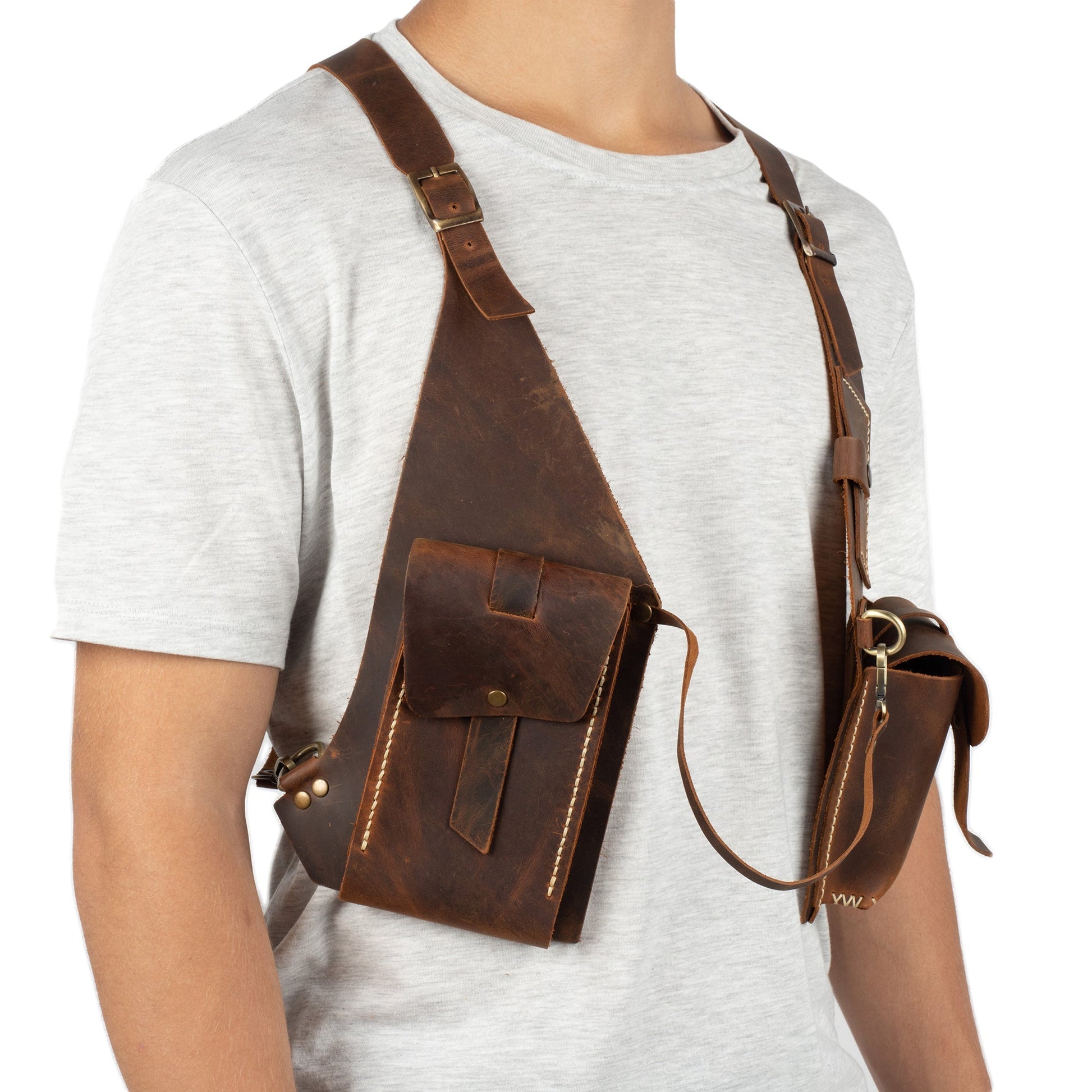 Regulus Brown Shoulder Leather Holster With Pocket