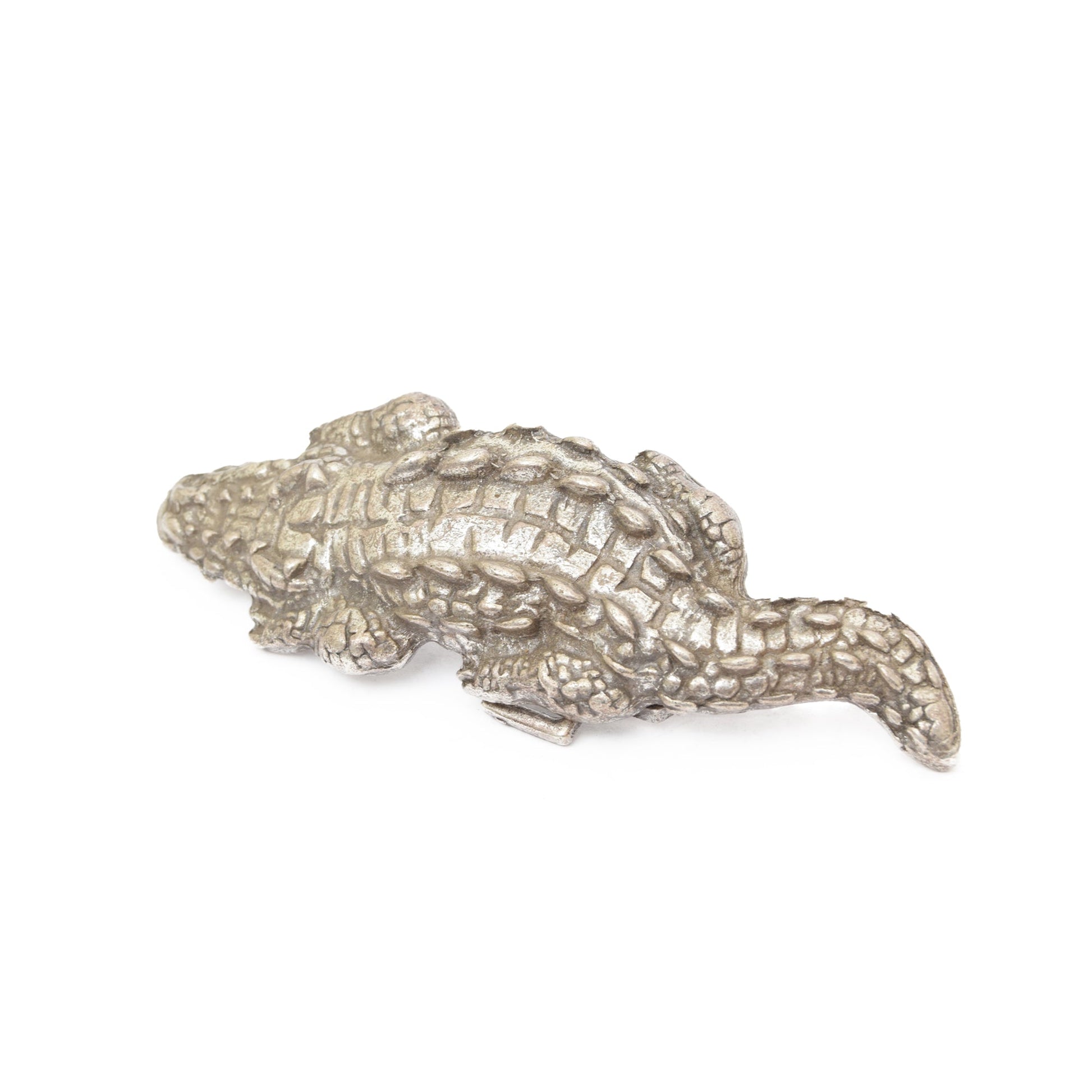 Silver Toned Removable Metal Belt Buckle Crocodile