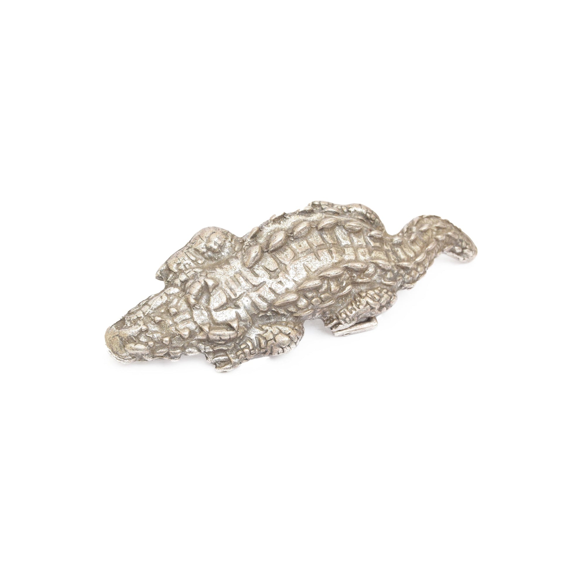 Silver Toned Removable Metal Belt Buckle Crocodile