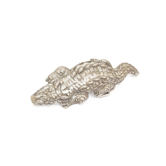 Silver Toned Removable Metal Belt Buckle Crocodile