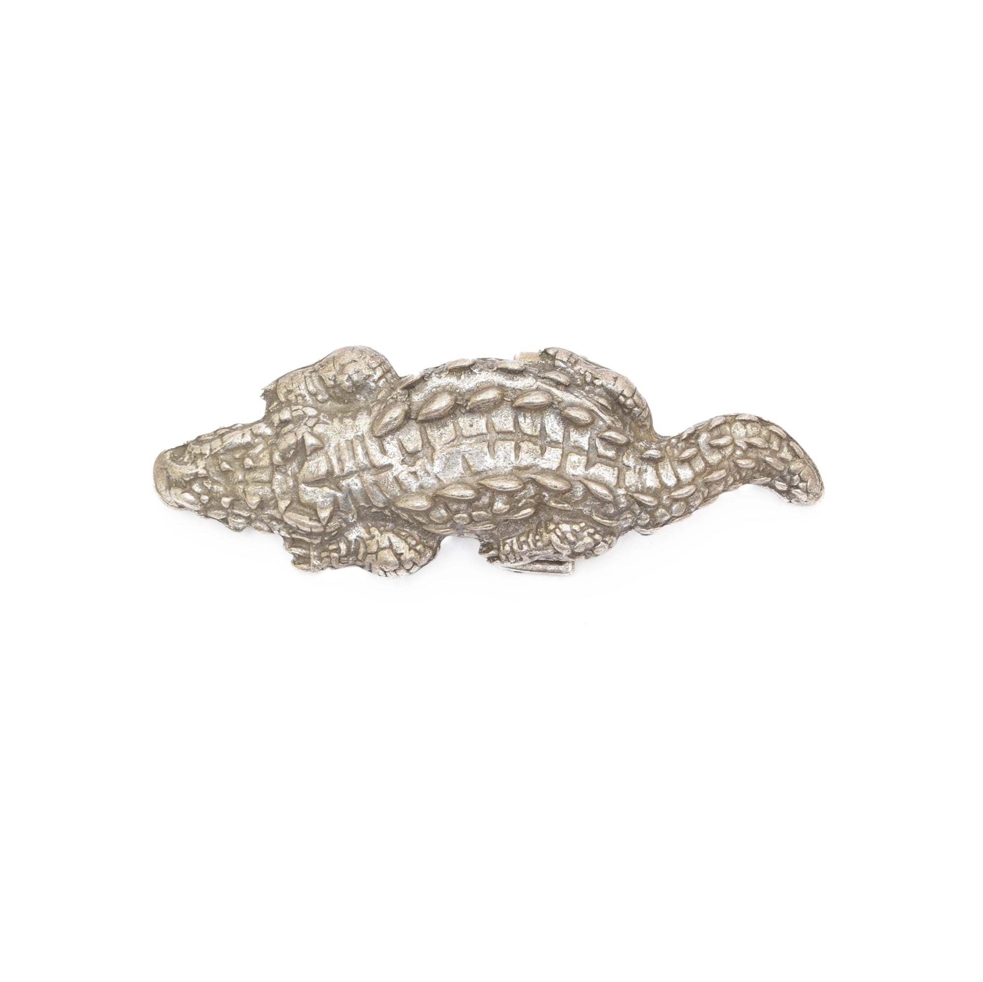 Silver Toned Removable Metal Belt Buckle Crocodile