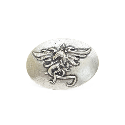 Silver Toned Removable Metal Belt Buckle Silver Dragon