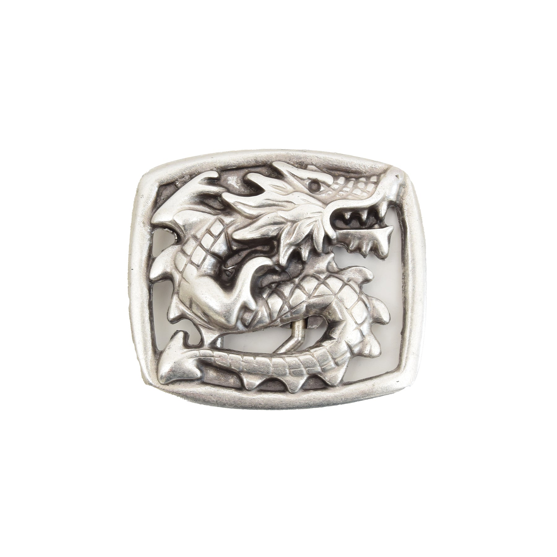 Silver Toned Removable Metal Belt Buckle Dragon