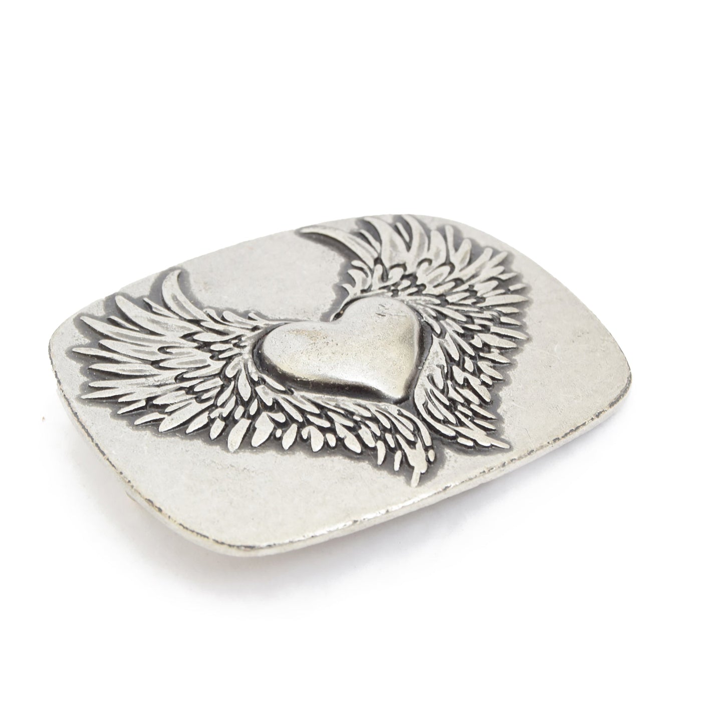 Silver Toned Removable Metal Belt Buckle Heart of Wings