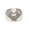 Silver Toned Removable Metal Belt Buckle Heart of Wings