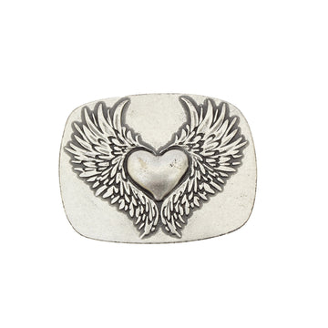 Silver Toned Removable Metal Belt Buckle Heart of Wings