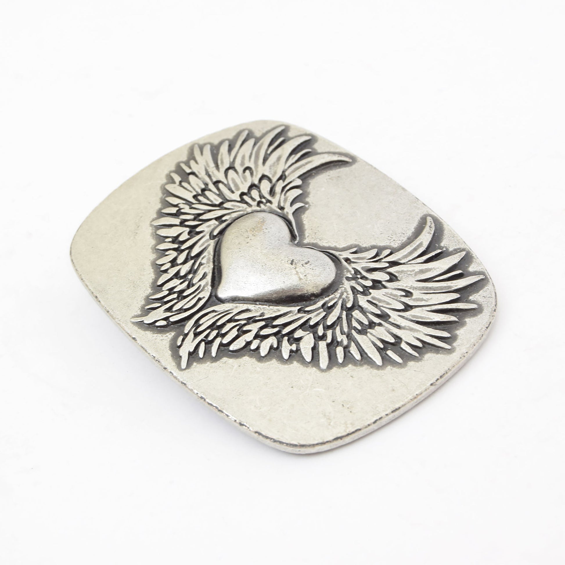 Silver Toned Removable Metal Belt Buckle Heart of Wings