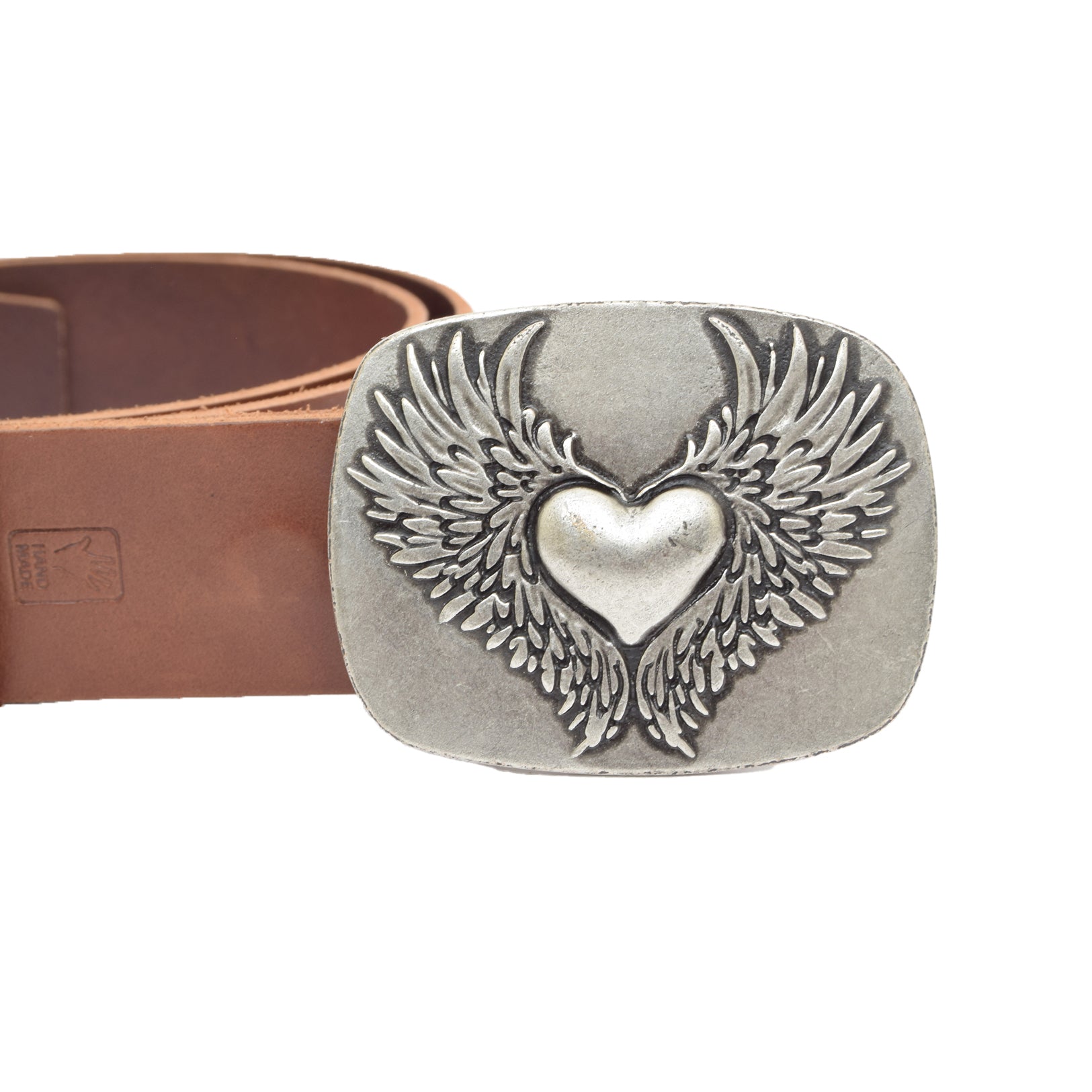 Silver Toned Removable Metal Belt Buckle Heart of Wings