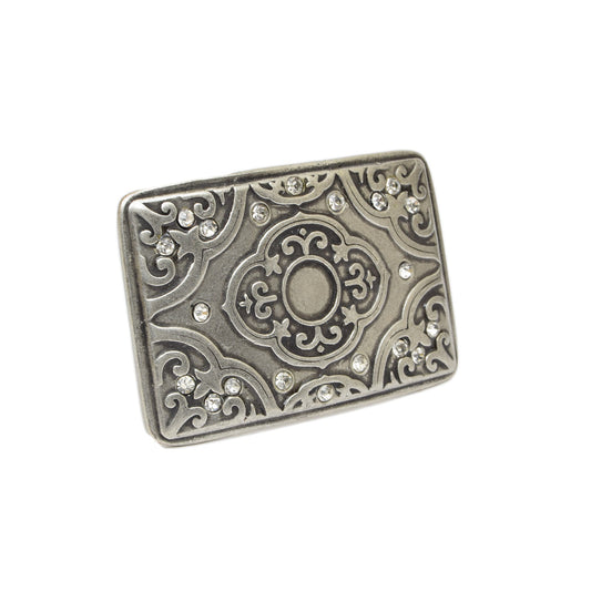 Silver Toned Removable Metal Belt Buckle Heritage Square