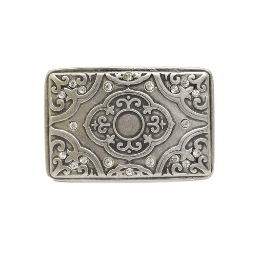 Silver Toned Removable Metal Belt Buckle Heritage Square