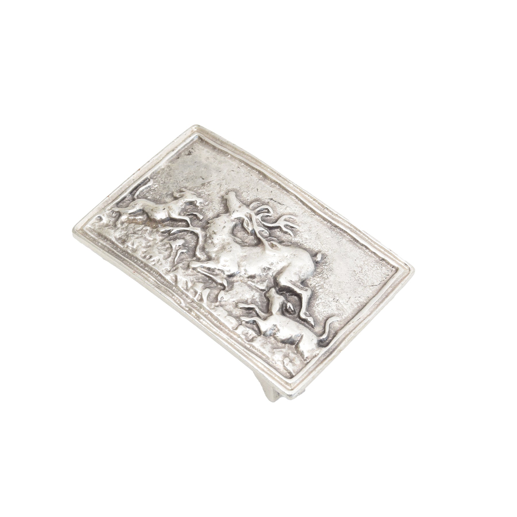 Silver Toned Removable Metal Belt Buckle Hunter