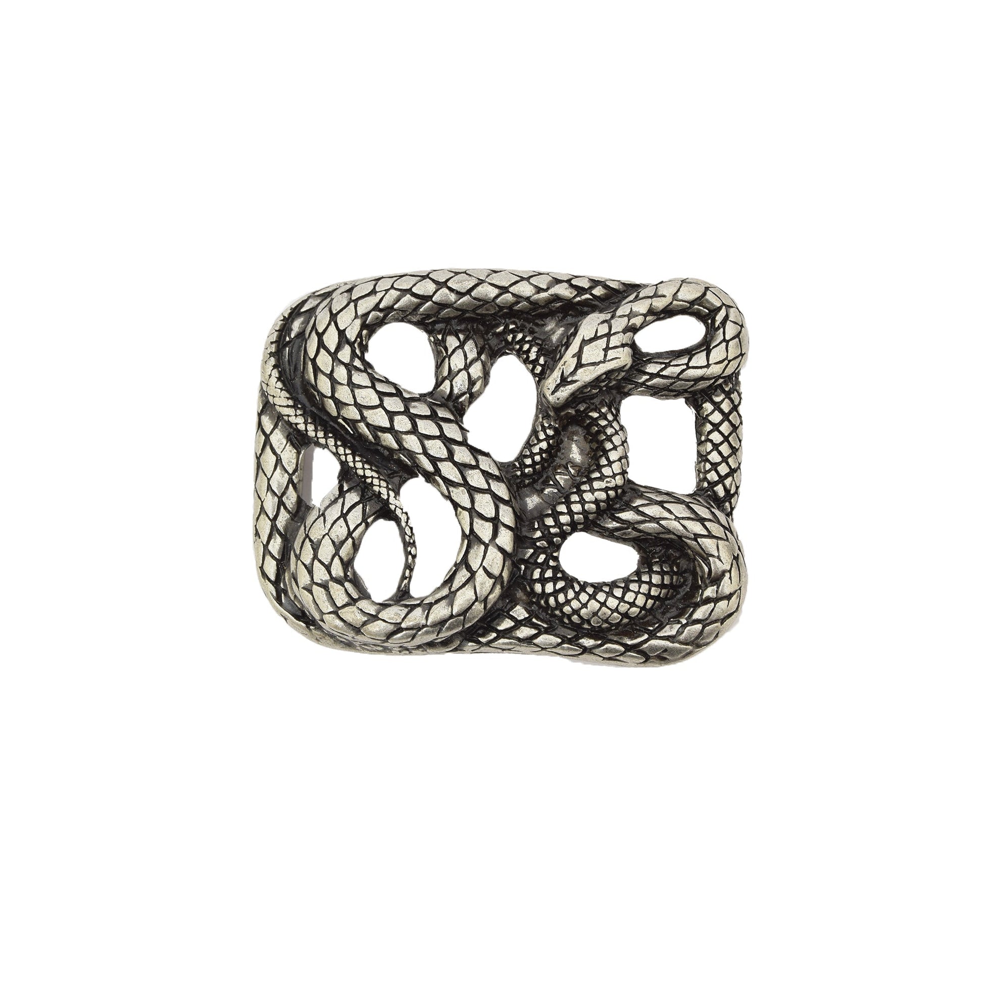 Silver Toned Removable Metal Belt Buckle Serpentine Serpent