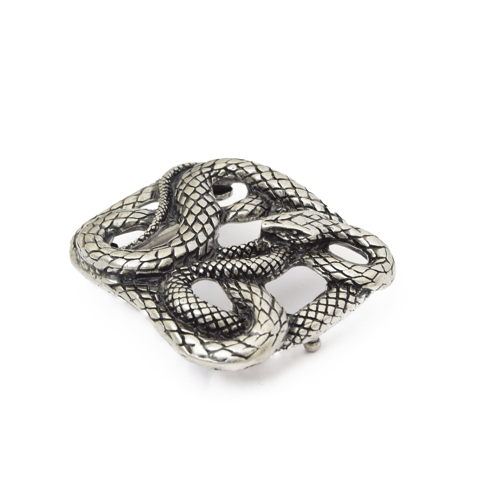 Silver Toned Removable Metal Belt Buckle Serpentine Serpent