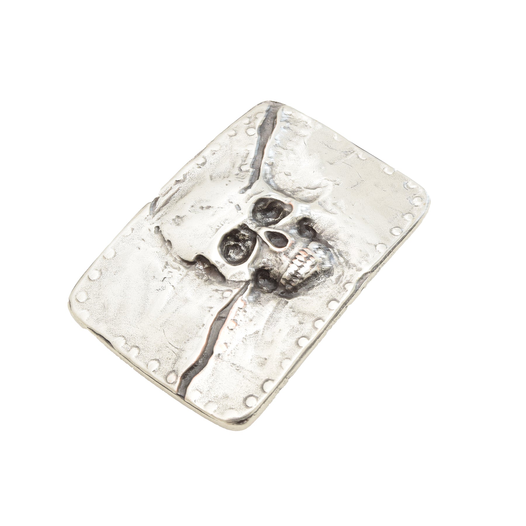 Silver Toned Removable Metal Belt Buckle Skull