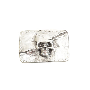 Silver Toned Removable Metal Belt Buckle Skull