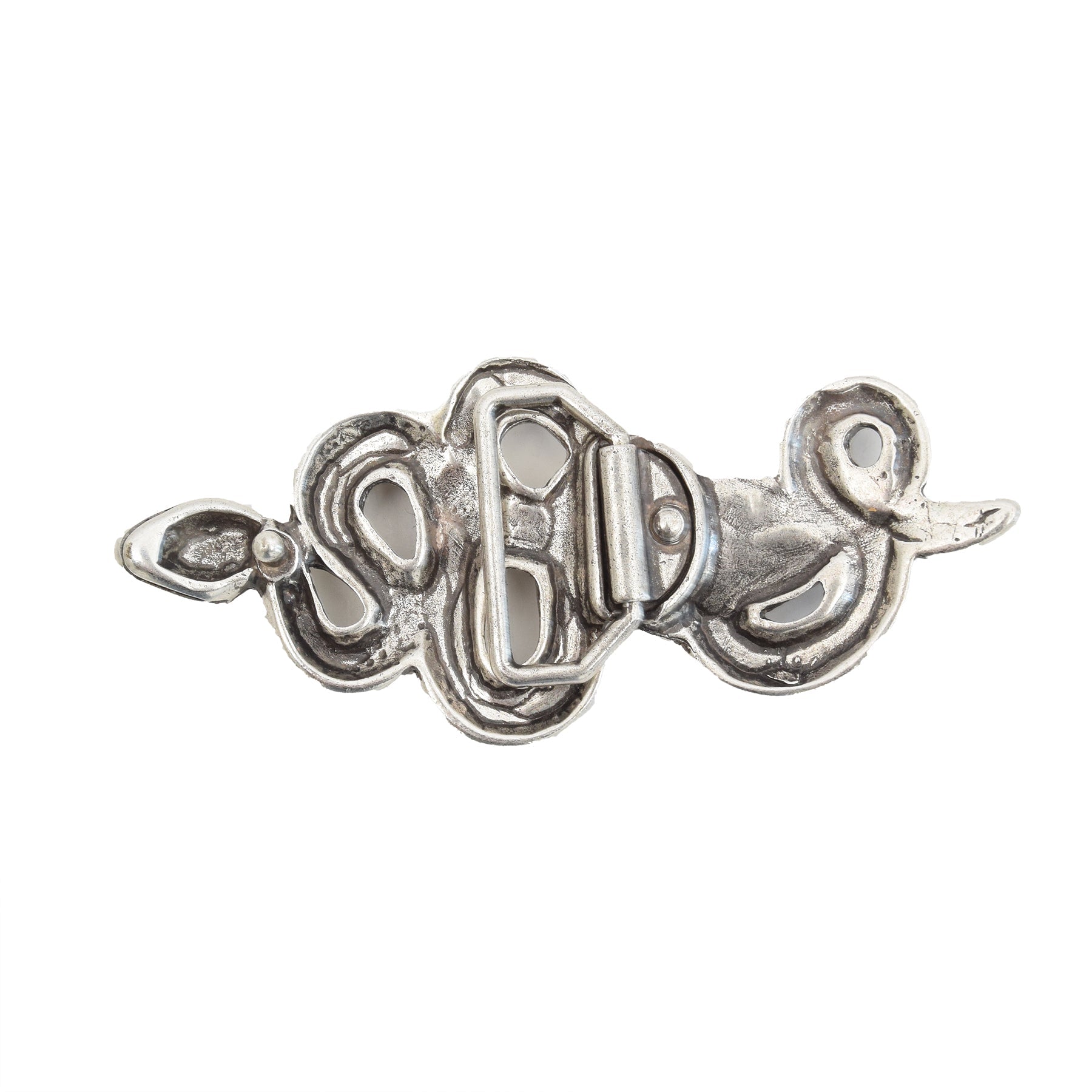 Silver Toned Removable Metal Belt Buckle Snake Arrow