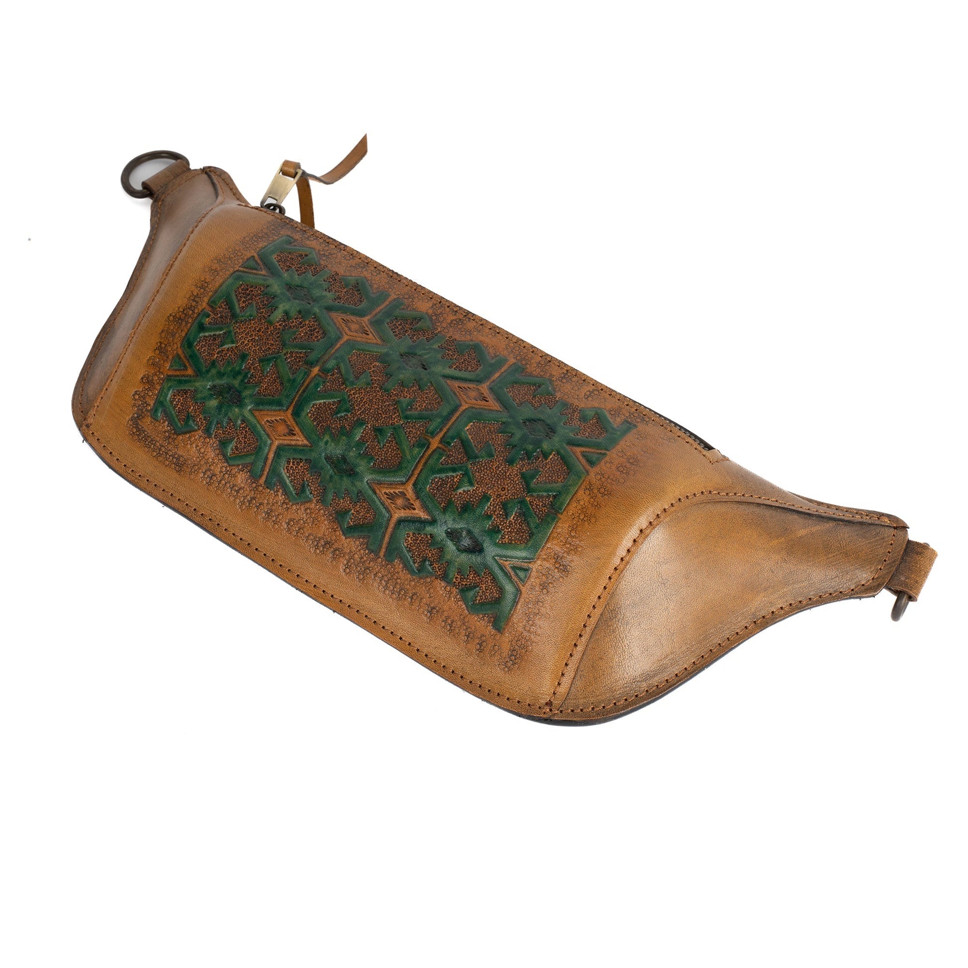 Tan Leather Carved & Crafted Waist Hand Bags Hatti