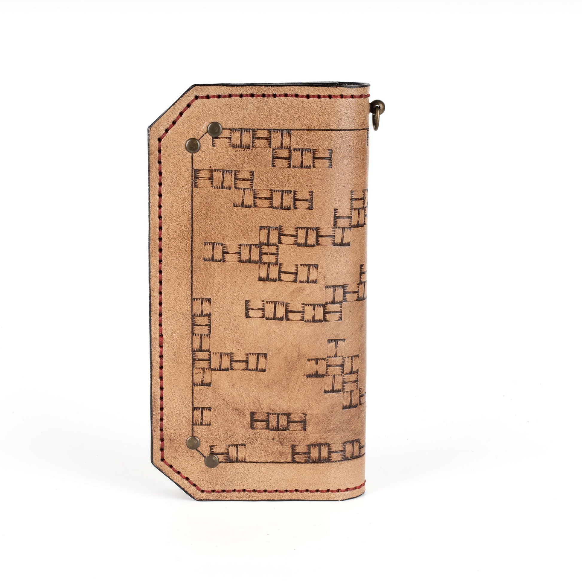 Tan Leather Carved & Crafted Wallet Samurai