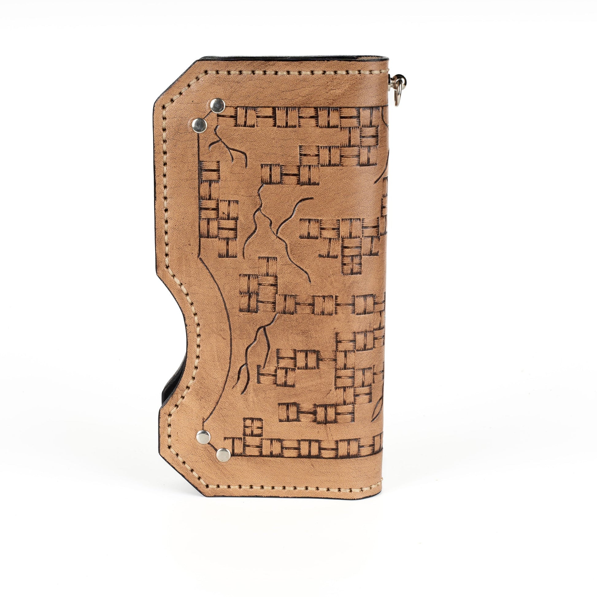 Tan Leather Carved & Crafted Wallet Spartan Warrior