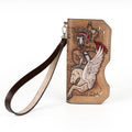 Tan Leather Carved & Crafted Wallet Spartan Warrior