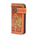 Tan Leather Carved & Crafted Wallet Tulip