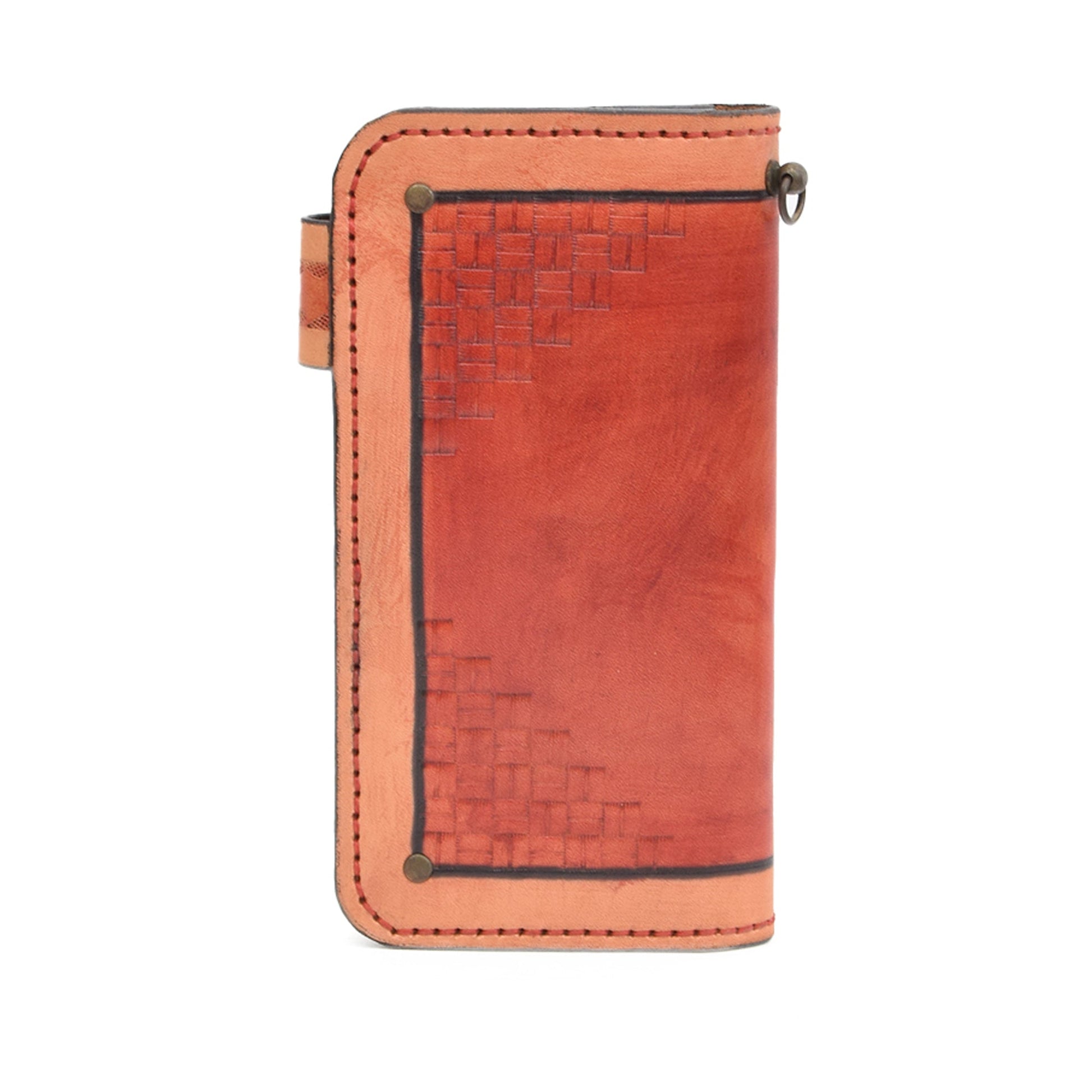 Tan Leather Carved & Crafted Wallet Tulip