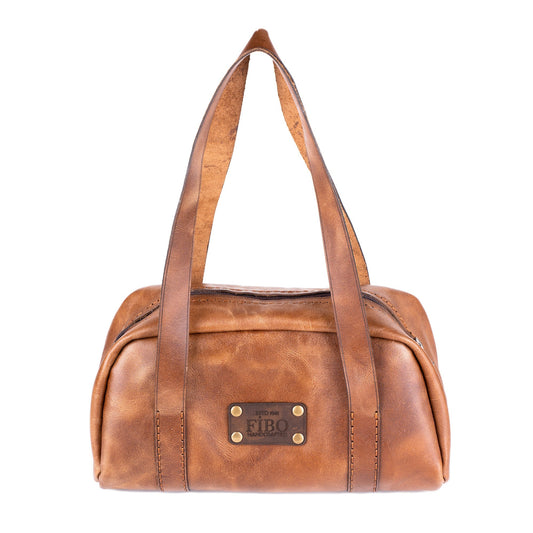 Tan Leather Top Handle Bag Pithus