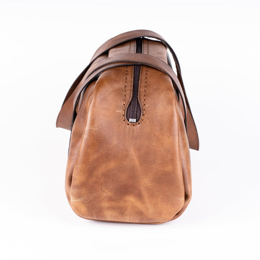 Tan Leather Top Handle Bag Pithus