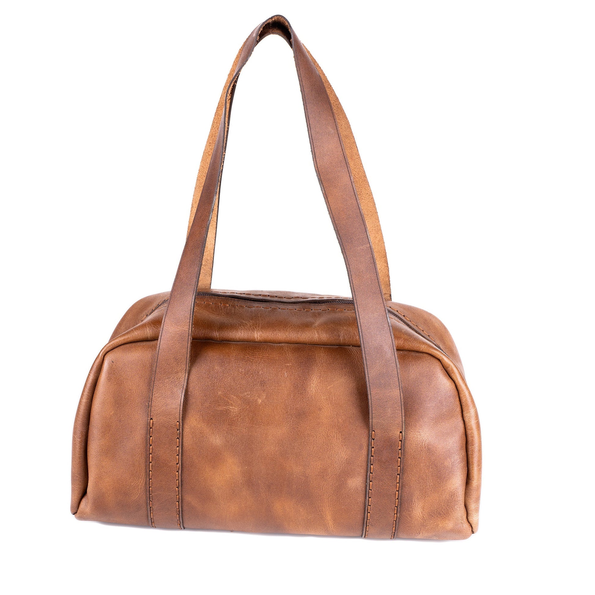 Tan Leather Top Handle Bag Pithus