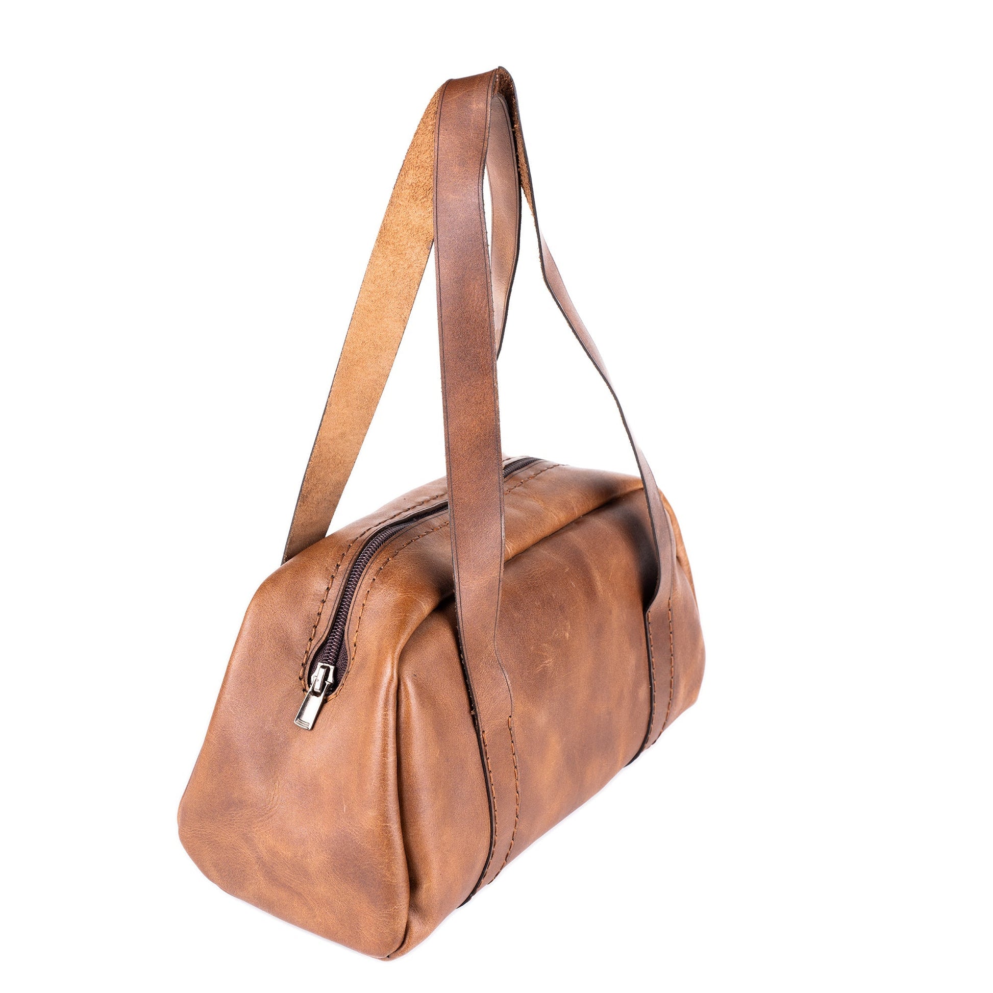 Tan Leather Top Handle Bag Pithus