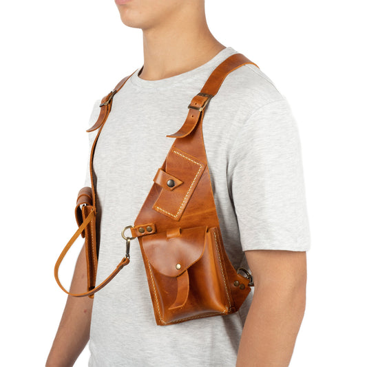 Tan Shoulder Leather Holster With Pocket Regulus