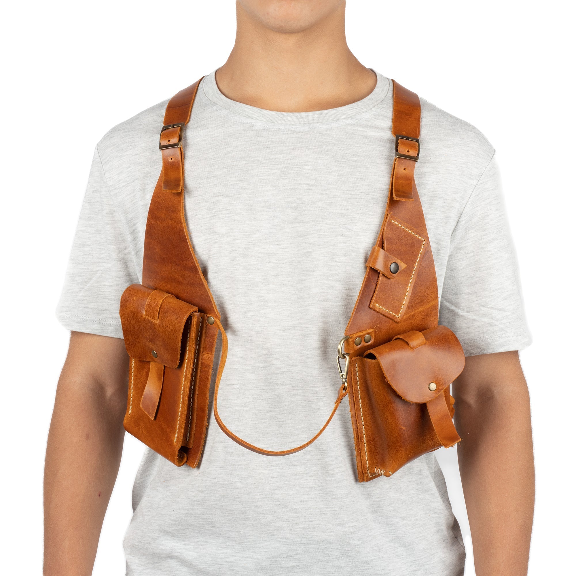 Tan Shoulder Leather Holster With Pocket Regulus