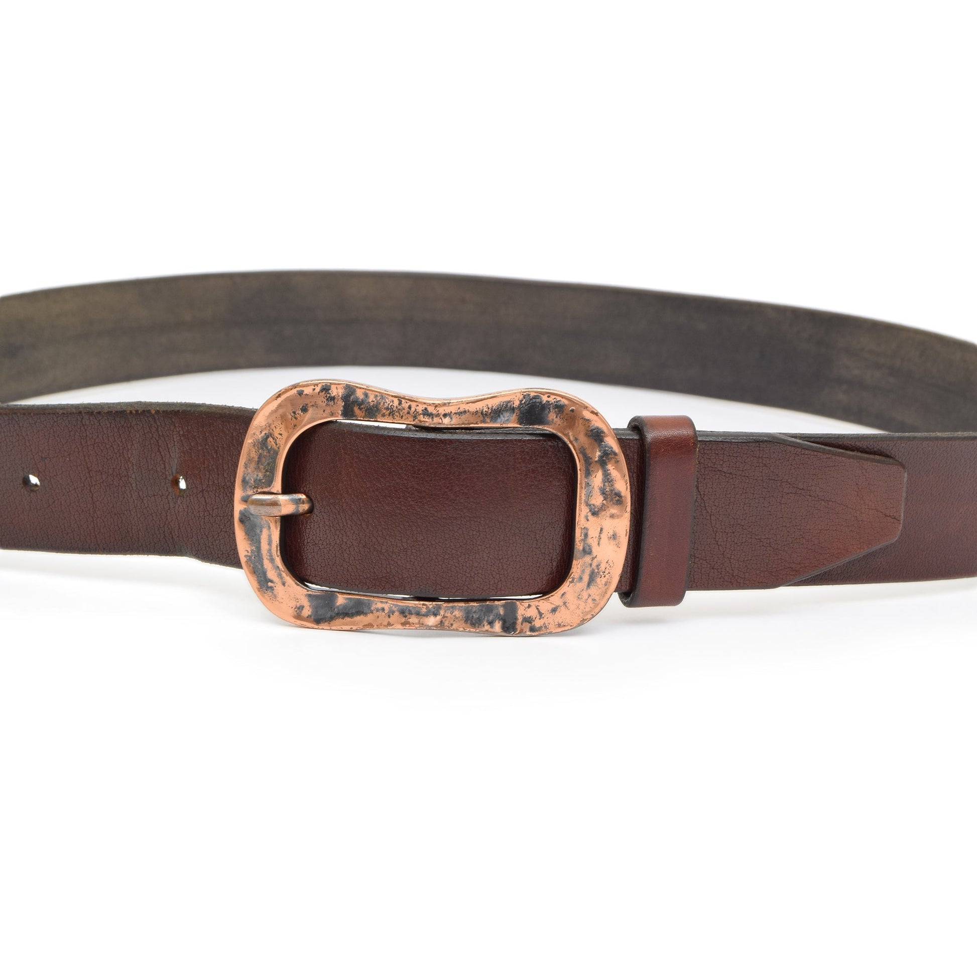 Vintage Leather Belt Chestnut Brown with Changeable Buckle Mausolos