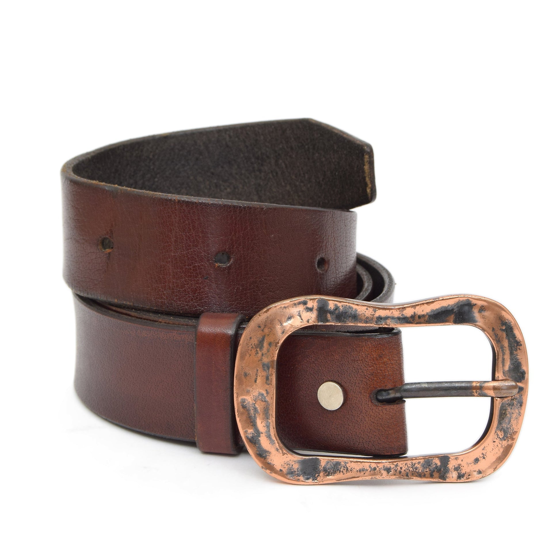 Vintage Leather Belt Chestnut Brown with Changeable Buckle Mausolos