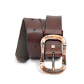 Vintage Leather Belt Chestnut Brown with Changeable Buckle Mausolos