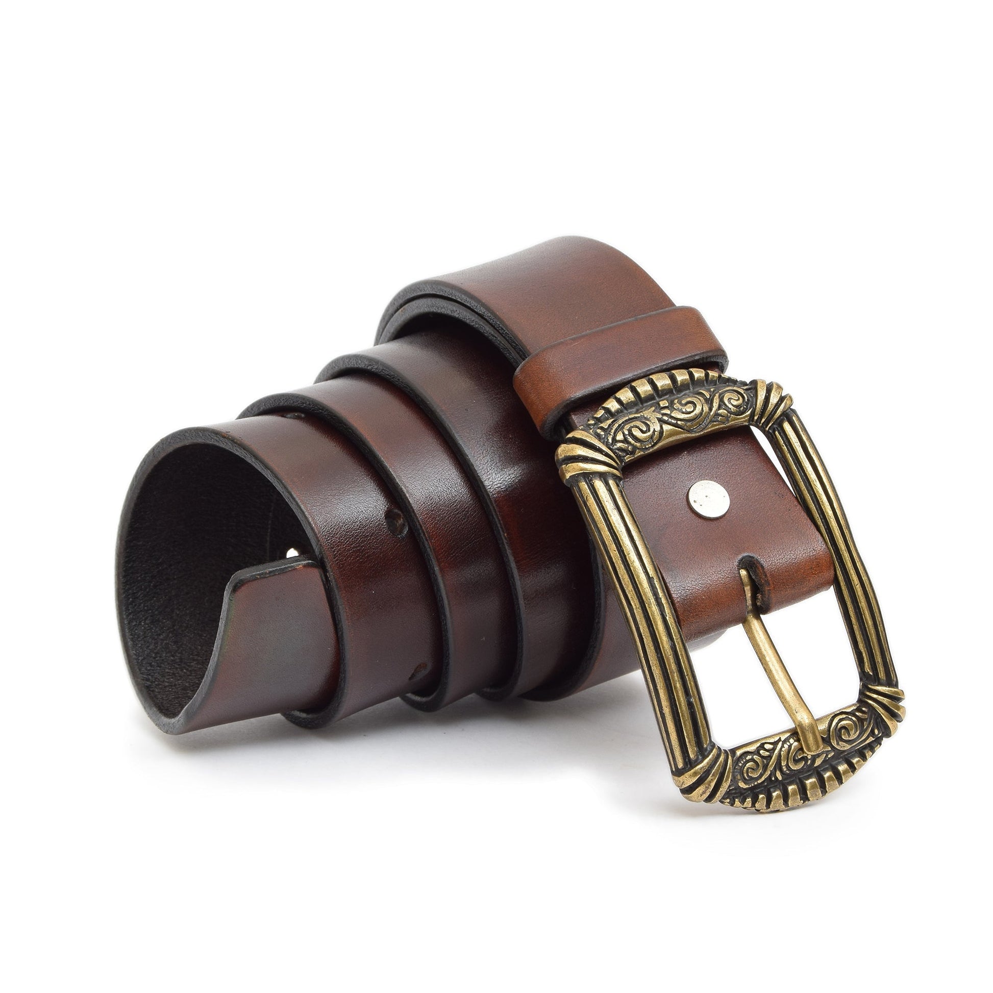 Vintage Leather Belt Chestnut Brown with Changeable Buckle Mythra