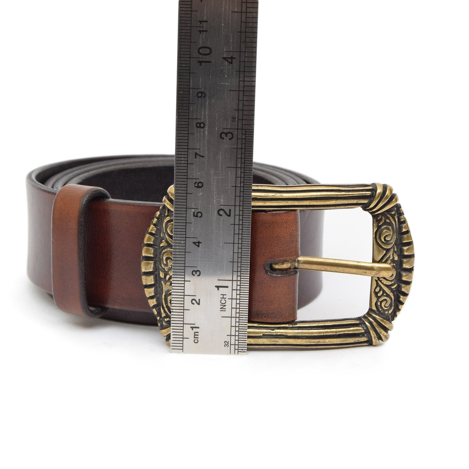 Vintage Leather Belt Chestnut Brown with Changeable Buckle Mythra