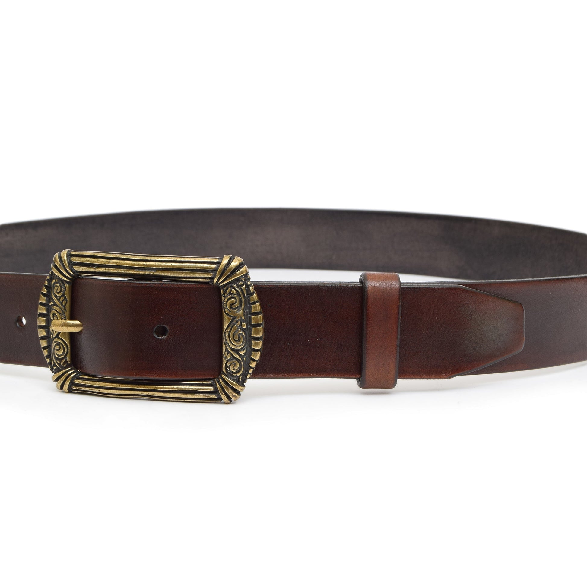 Vintage Leather Belt Chestnut Brown with Changeable Buckle Mythra