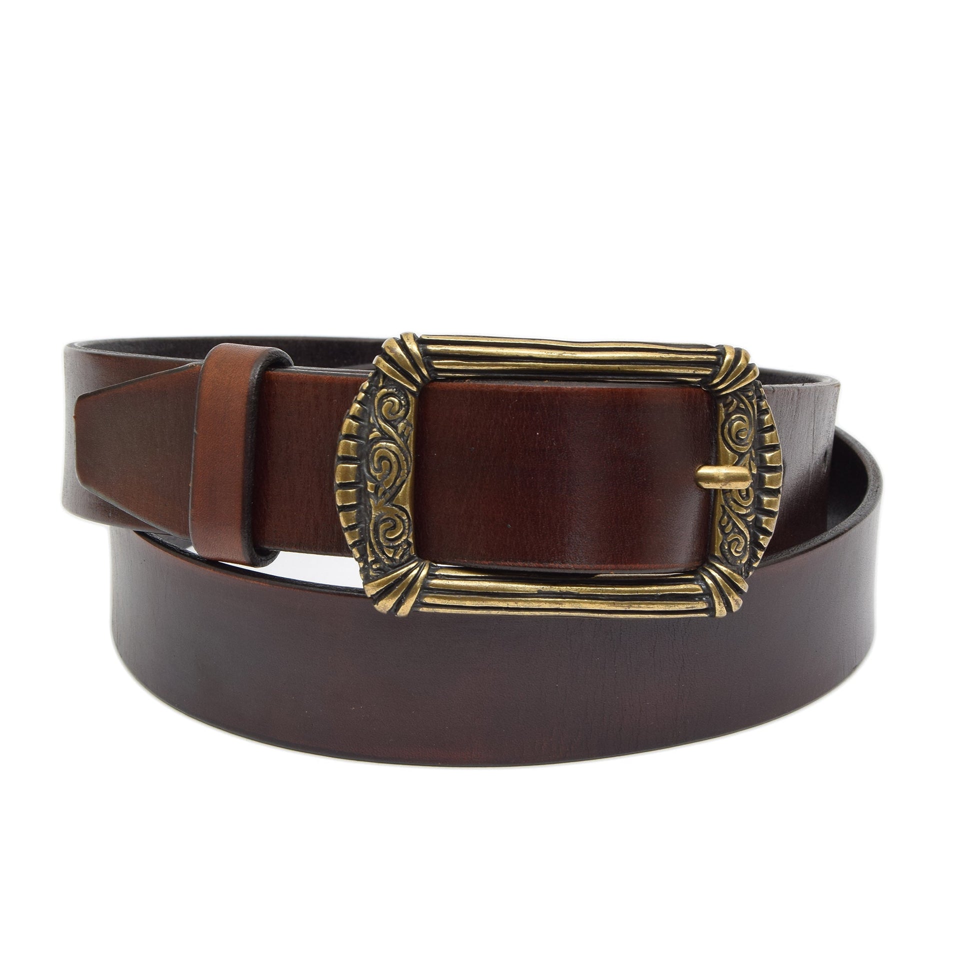 Vintage Leather Belt Chestnut Brown with Changeable Buckle Mythra