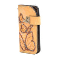 Yellow Leather Carved & Crafted Wallet Butterflys